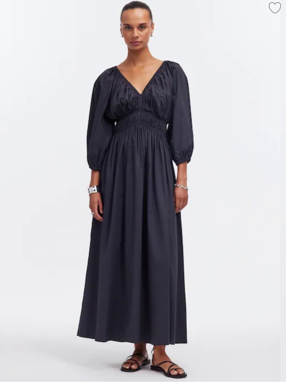 Madewell black v-neck balloon maxi dress (4)